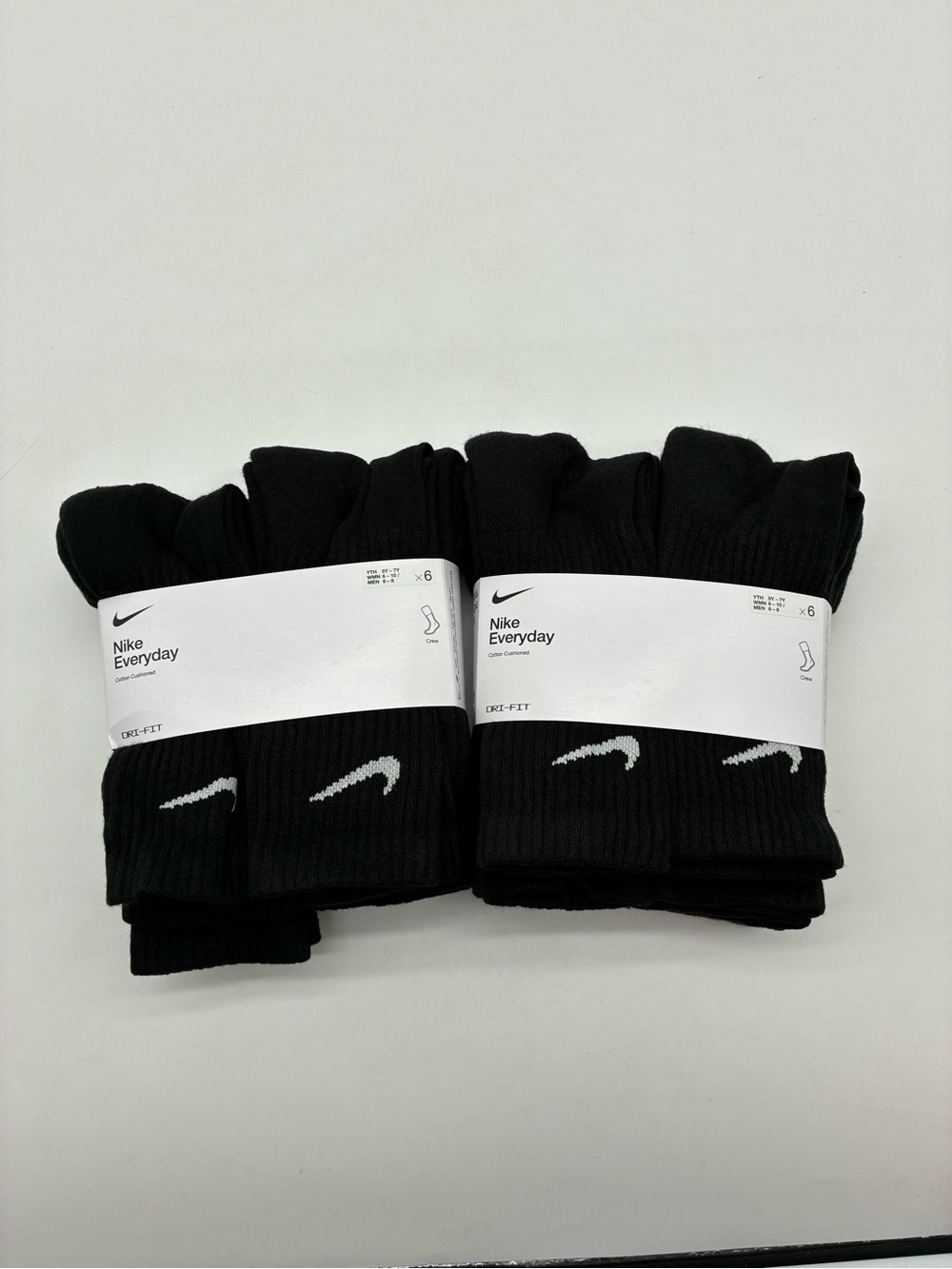 Nike Unisex Everyday Cushioned Training Crew Socks 6 Pairs-2 Pack, M 6-8, W 6-10